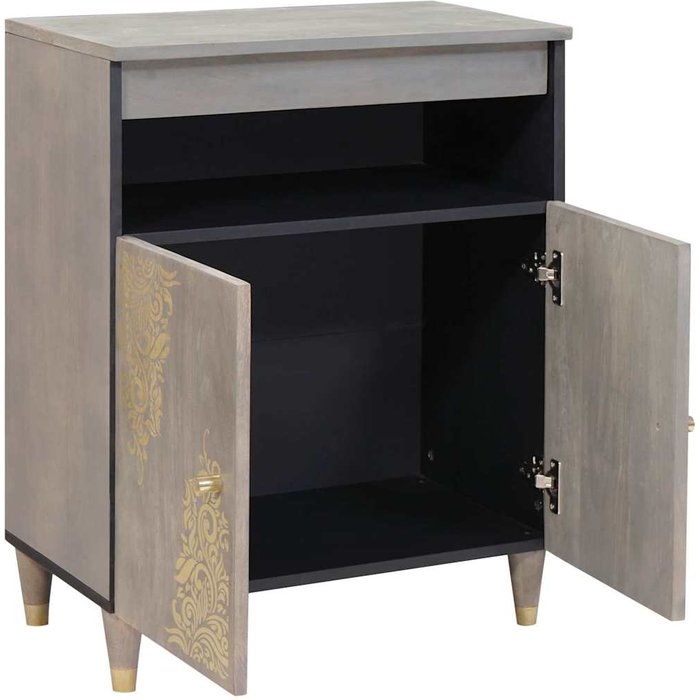 Vitrina | aparador gris y dorado 60 x 33.5 x 75 cm madera maciza de mango