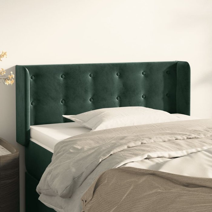 Cabecero de terciopelo verde oscuro 83x16x78/88 cm - comfortxl