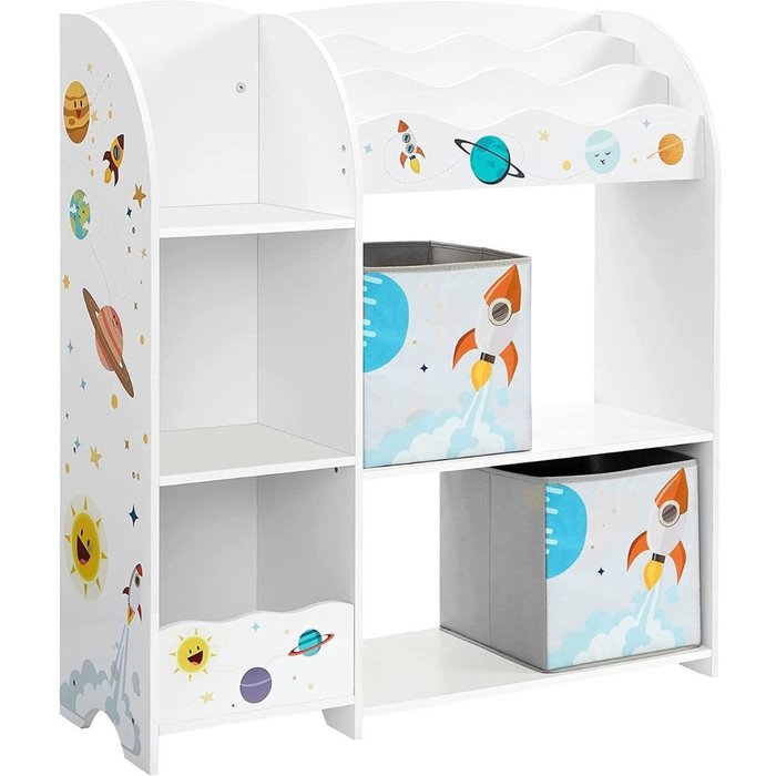 Estantería infantil con estante para libros y 2 cajas almacenamiento