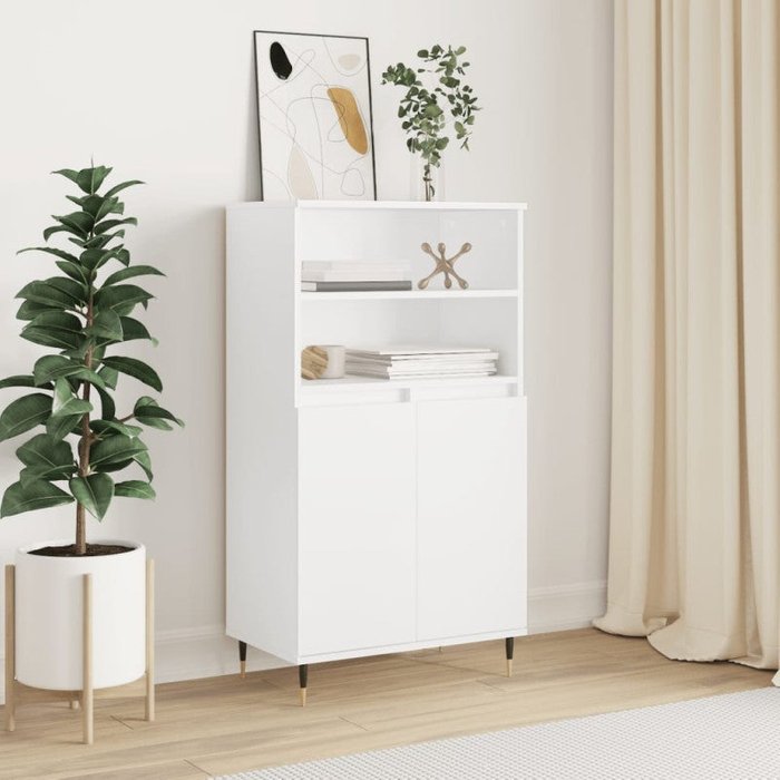 Vidaxl aparador alto madera contrachapada blanco 60x36x110 cm