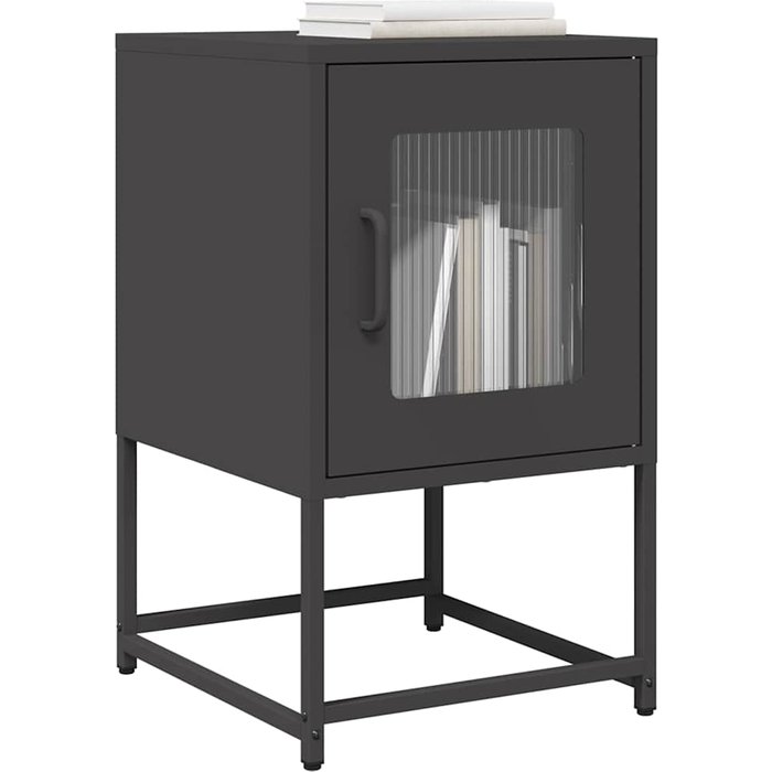 Maison exclusive - mesita de noche acero laminado en frío negro 36x39x60,5 cm