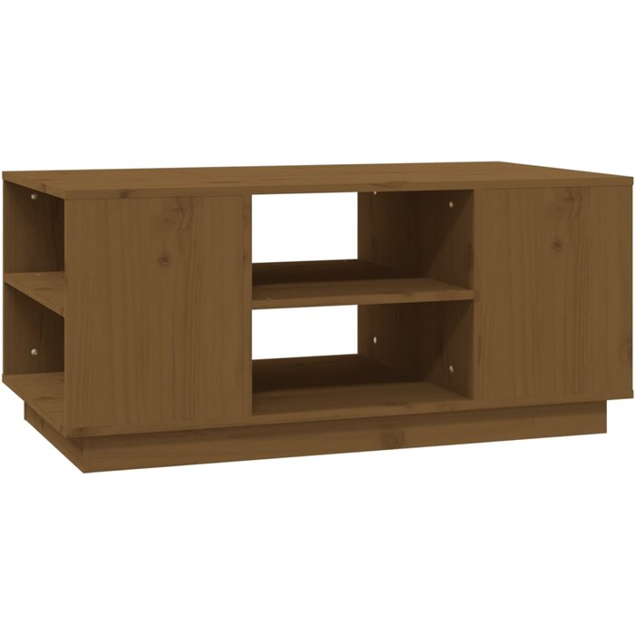 Mesa de centro madera maciza de pino marrón miel 90x49x40,5 cm