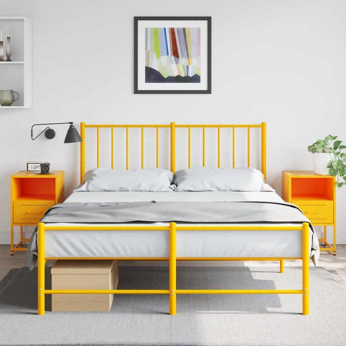 Maison exclusive - mesitas de noche 2 uds acero amarillo mostaza 36x39x60,5 cm
