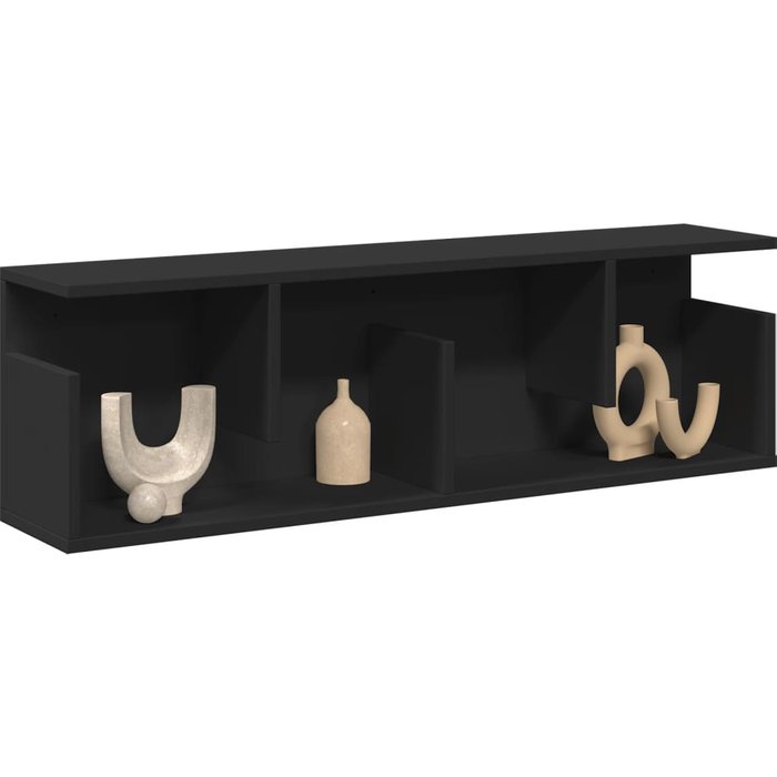 Mueble de pared 100x20x30 cm madera contrachapada negra