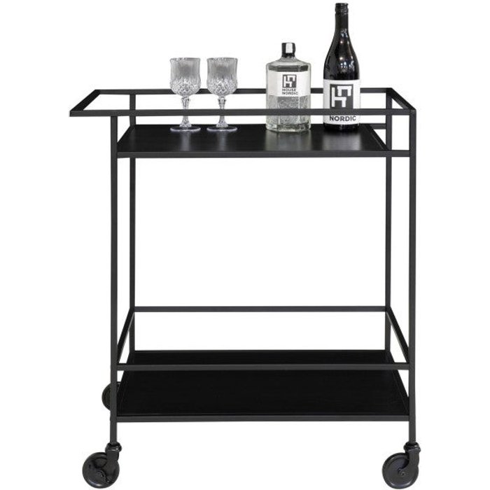 Carrito de servicio negro con ruedas