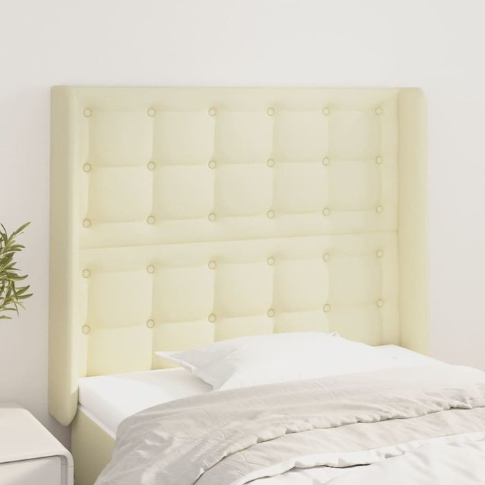 Maison exclusive - cabecero con orejas cuero sintético crema 103x16x118/128cm