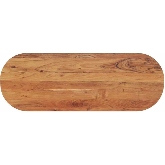 Tablero ovalado de madera maciza de acacia de 140x50x2,5 cm.
