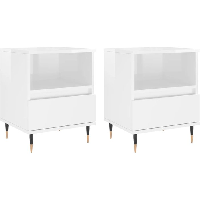 Mesitas de noche 2 piezas blanco brillo 40x35x50 cm