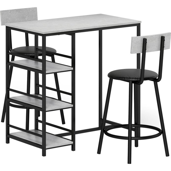 Conjunto de bar homcom mdf gris claro 90x50x90.5 cm