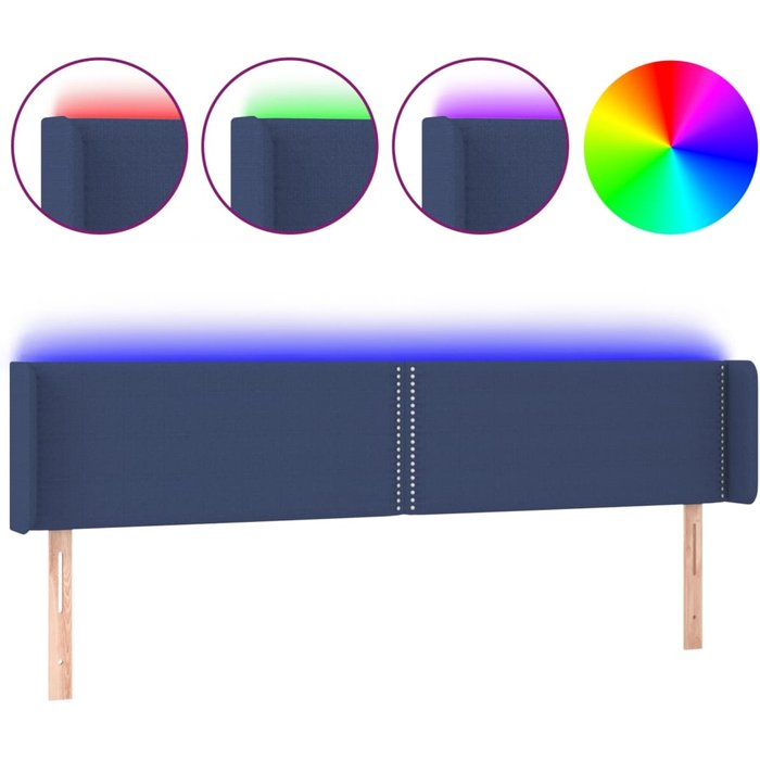 Cabecero con led de tela azul 203x16x78/88 cm - comfortxl