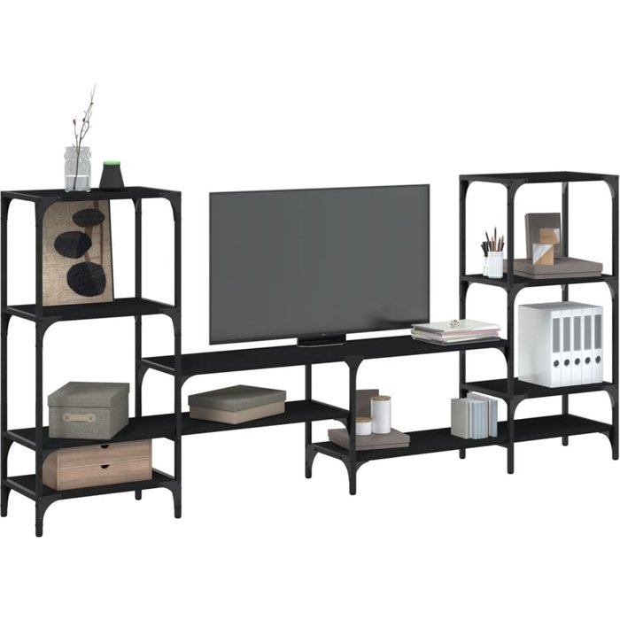 Mueble tv negro 206,5x28,5x95 cm madera contrachapada