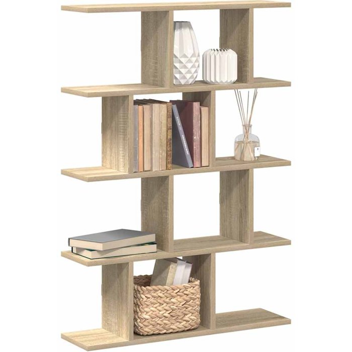 Estantería modular de pared de 12 compartimentos en roble sonoma.