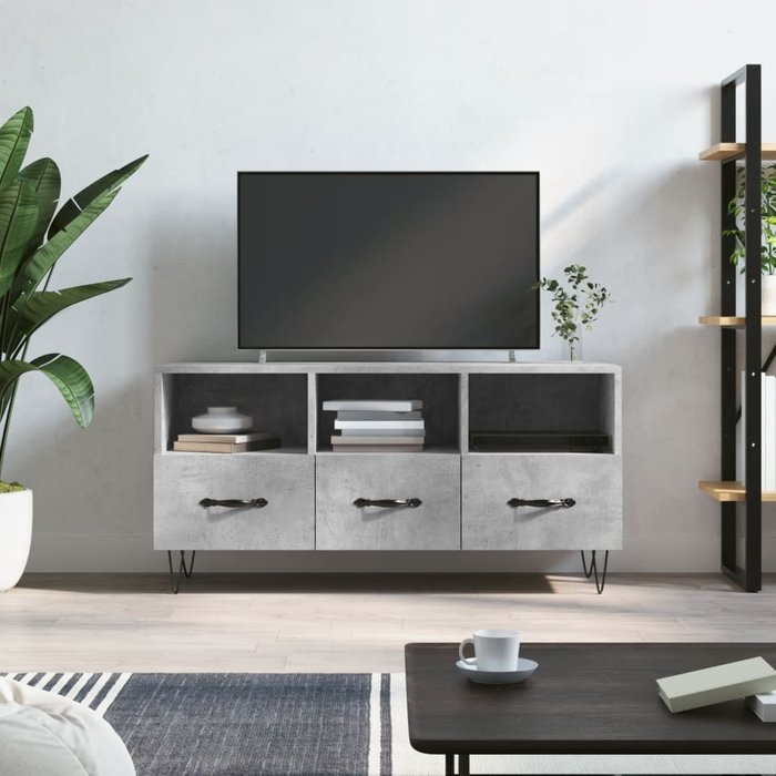 Maison exclusive - mueble de tv madera de ingeniería gris hormigón 102x36x50 cm
