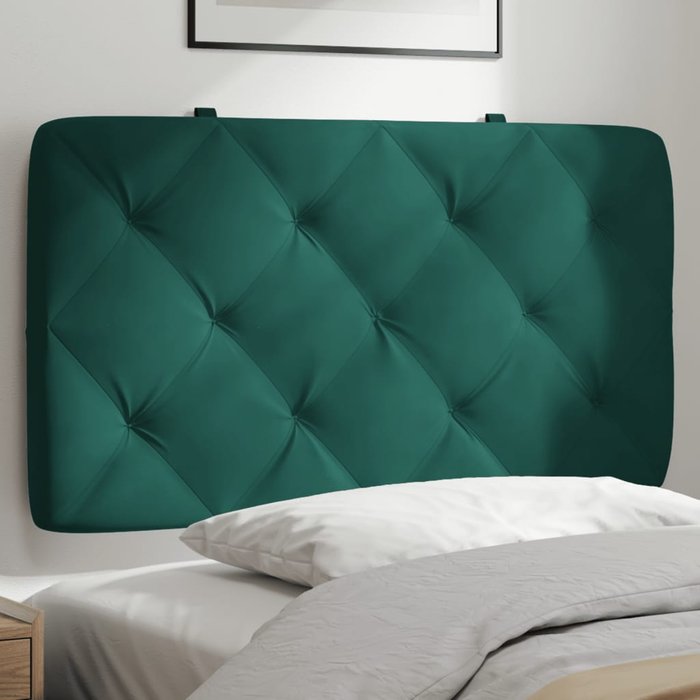 Cojín cabecero verde oscuro terciopelo 80 cm
