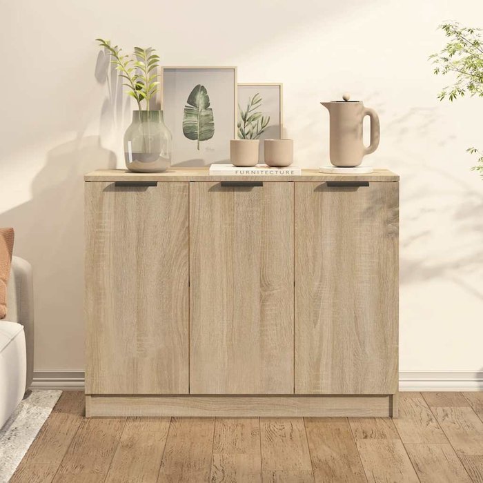 Aparador sonoma de roble, 90,5 x 30 x 70 cm, madera de ingeniería.