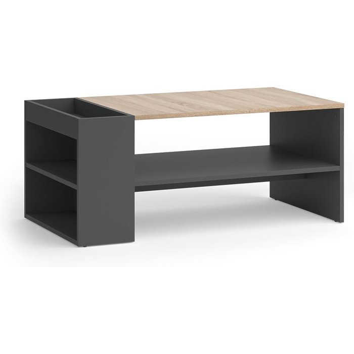 Vicco mesa de centro wido, antracita/sonoma, 100 x 55 cm con estantes