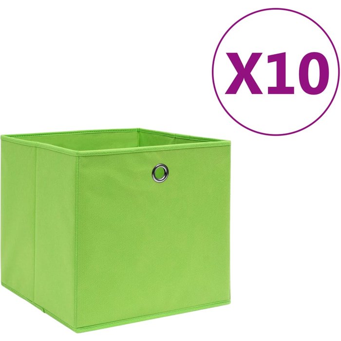 Maison exclusive - cajas de almacenaje 10 uds tela no tejida verde 28x28x28 cm