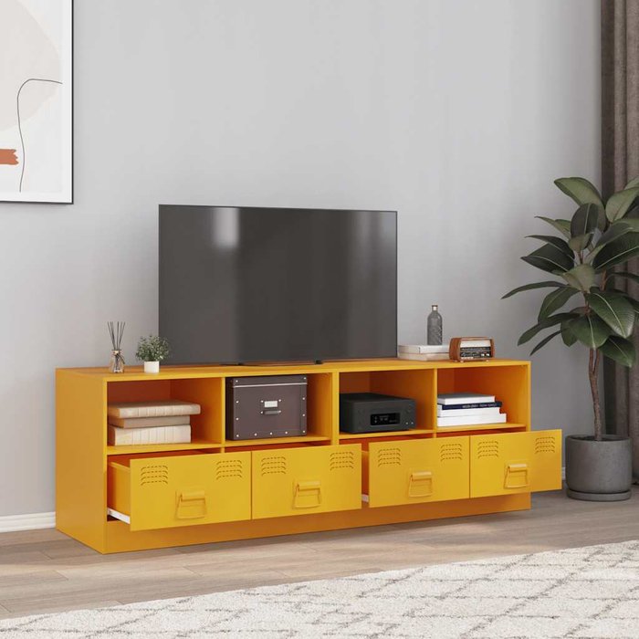 Muebles para tv 2 unidades acero amarillo mostaza 67x39x44 cm vidaxl