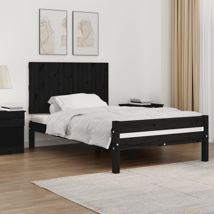 Cabecero de cama de pared madera maciza pino negro 108x3x60 cm - comfortxl
