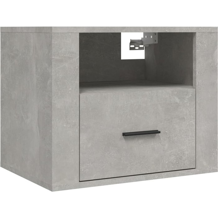 Mesita de noche de pared gris hormigón 50x36x40 cm