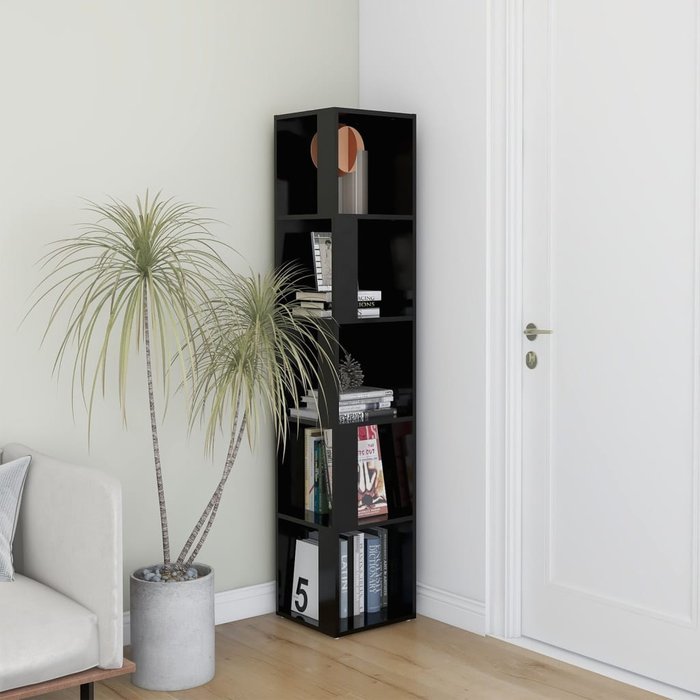 Armario esquinero aglomerado negro 33x33x164,5 cm