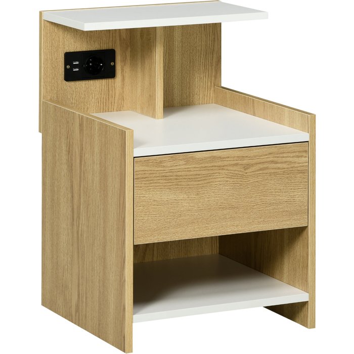 Mesita de noche homcom melamina de madera madera natural 40x40x60 cm