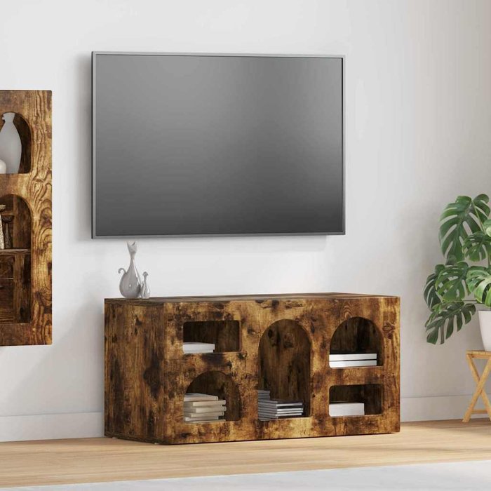 Mueble de tv de roble ahumado, 80 x 35 x 40 cm, madera de ingeniería