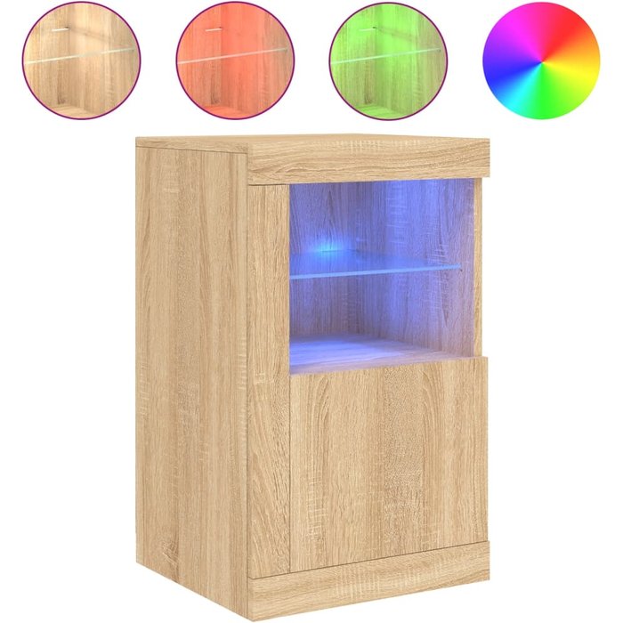 Aparador con luces led madera de ingeniería roble sonoma - comfortxl