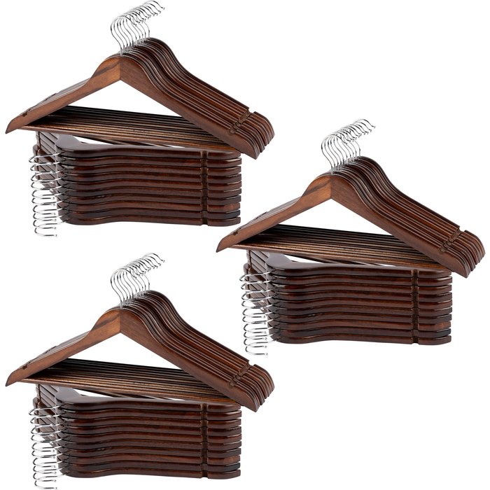 Max home pack 60 perchas de madera color marrón