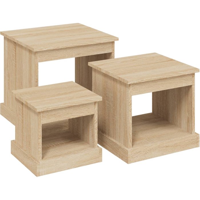 Mesas de centro 3 uds madera de ingeniería roble sonoma - comfortxl