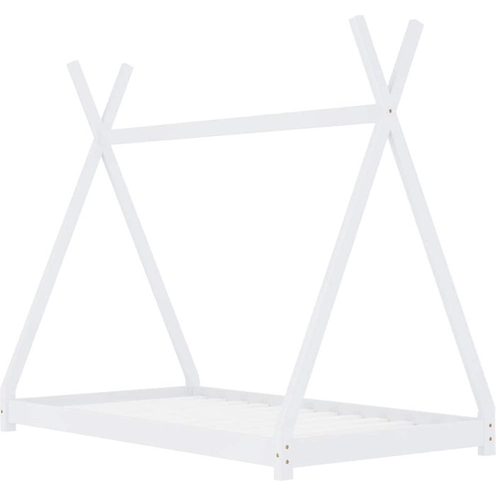 Estructura de cama infantil madera maciza pino blanca 70x140 cm — comfortxl