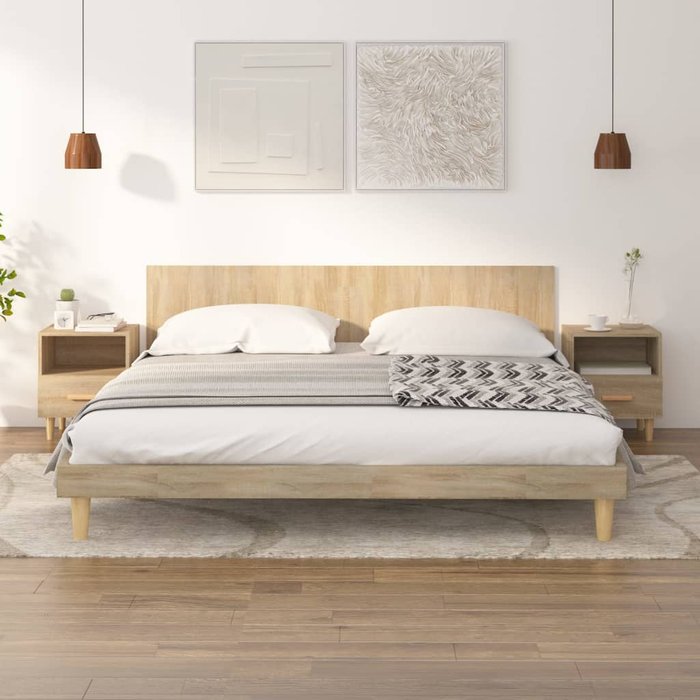 Maison exclusive - mesitas de noche 2 unidades color roble sonoma 40x35x47 cm