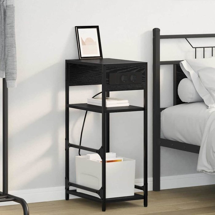 Maison exclusive - armario de noche roble negro 40 x 27 x 76 cm