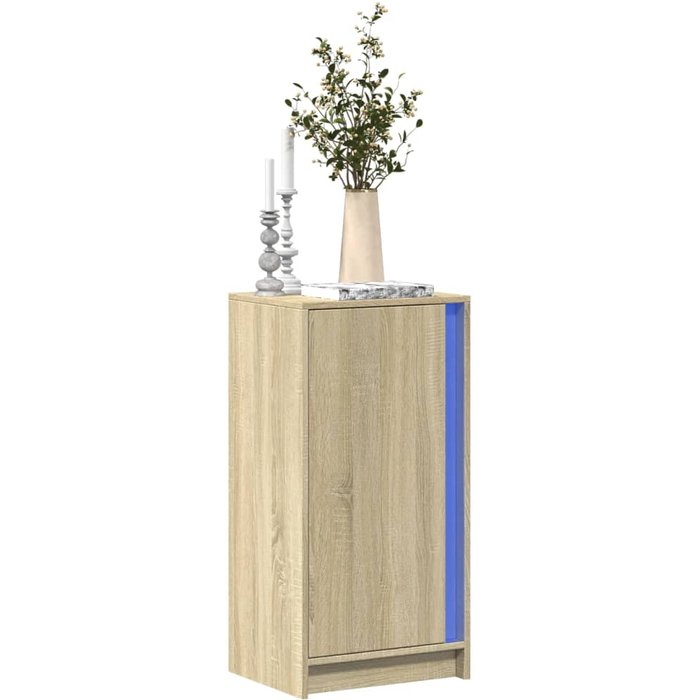 Aparador con led roble sonoma 42,5x34x85 cm madera contrachapada