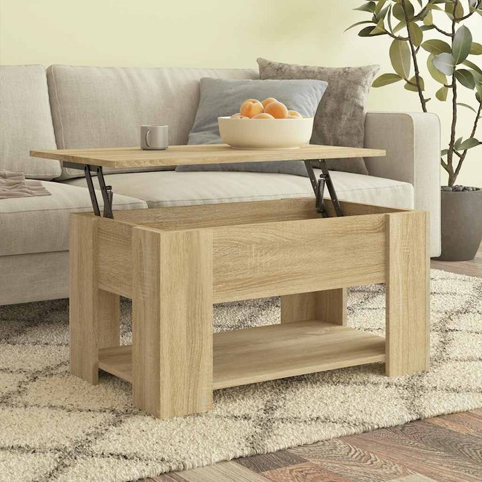Mesa de centro sonoma de roble, 79x49x41 cm, madera de ingeniería.