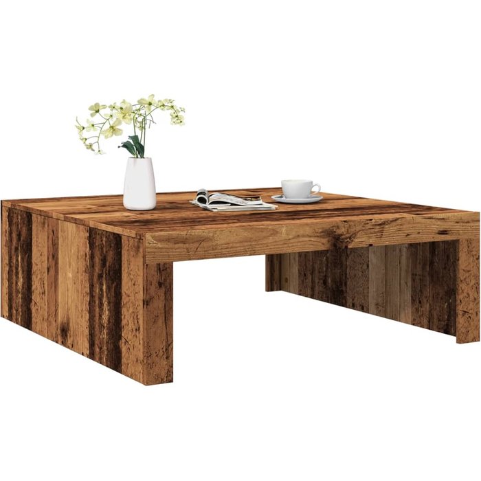 Mesa de centro madera de ingeniería envejecida 100x100x35 cm vidaxl