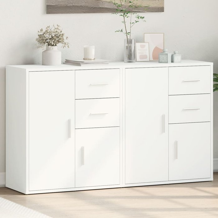 Vidaxl aparador de madera de ingeniería 2 uds blanco 60x31x70 cm