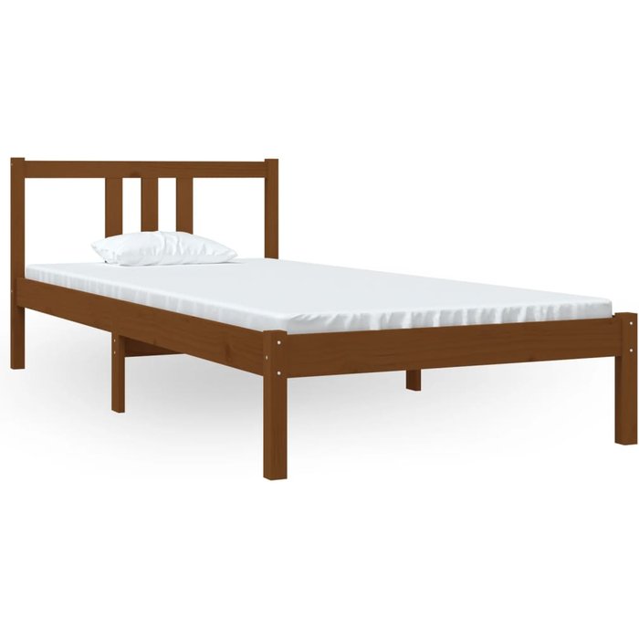 Estructura cama sin colchón madera maciza marrón miel 90x200 cm — comfortxl