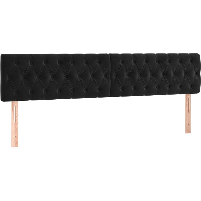 Cabeceros 2 unidades de terciopelo negro 100x7x78/88 cm - comfortxl