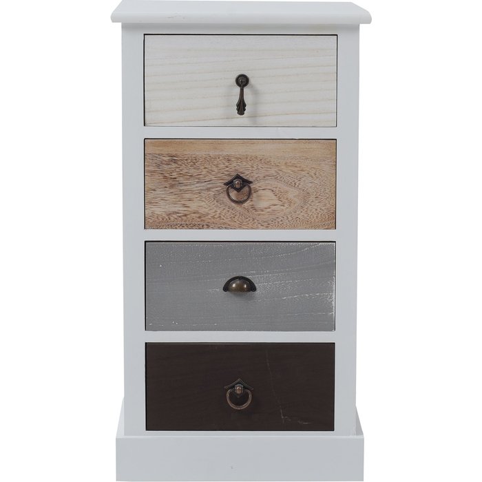 Cajonera blanco rebecca mobili4 cajones multicolor shabby 69x37x27