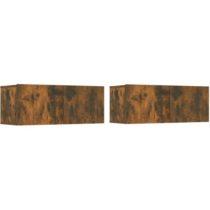 Mueble tv 2 piezas roble ahumado 80x30x30 cm madera contrachapada