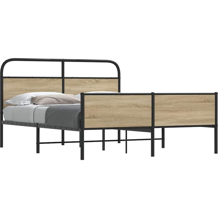 Estructura de cama sin colchón metal roble ahumado 180x200 cm vidaxl