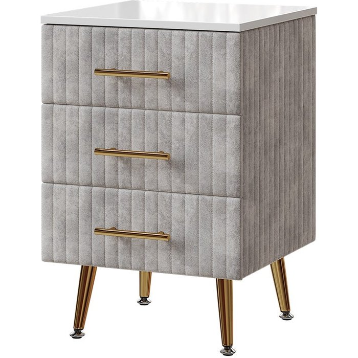 Vicco mesilla de noche velia, gris, 41 x 62 cm con 3 cajones