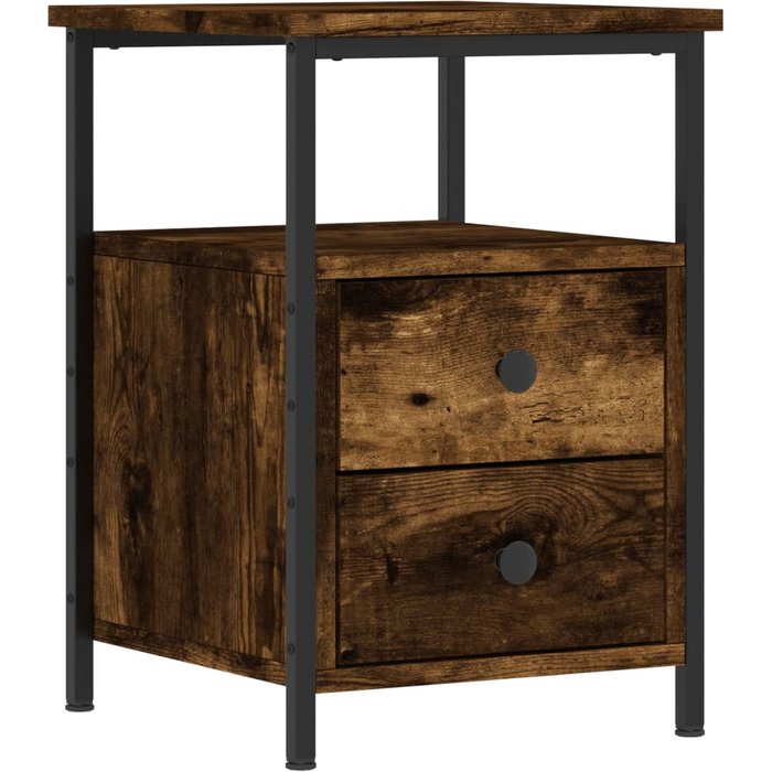 Mesita de noche roble ahumado 34x35,5x50 cm madera contrachapada