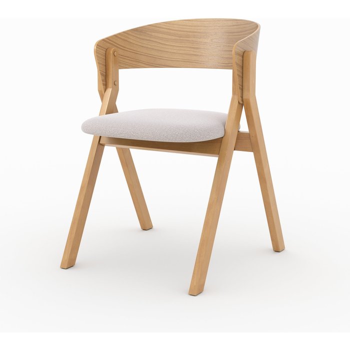 Silla de madera hevea y tejido beige - héloïse