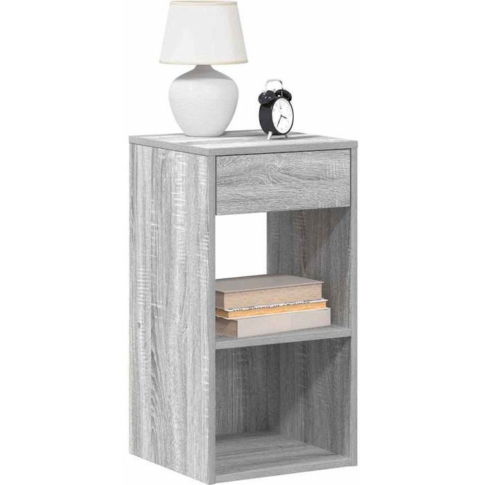 Mesitas de noche con cajón 2 uds sonoma gris 35x34x66,5 cm