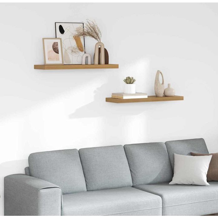 Estante de pared 2 piezas marrón 90 x 23,5 x 4 cm madera de ingeniería