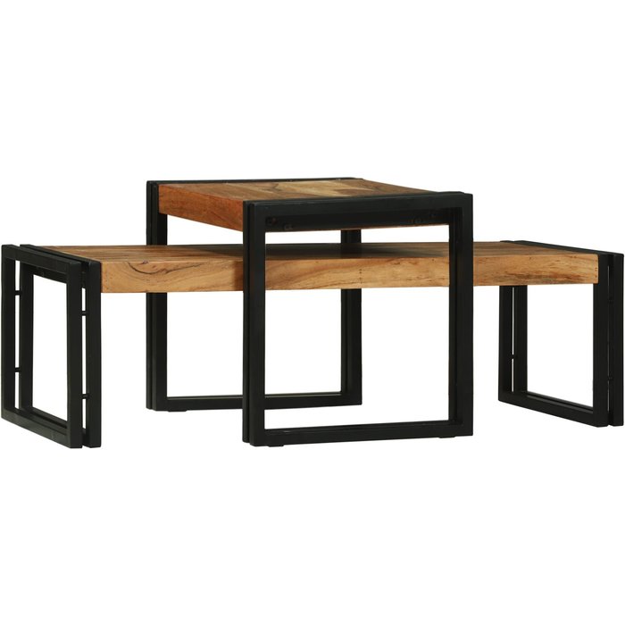 Vidaxl conjunto de 2 mesas de café de madera maciza de acacia