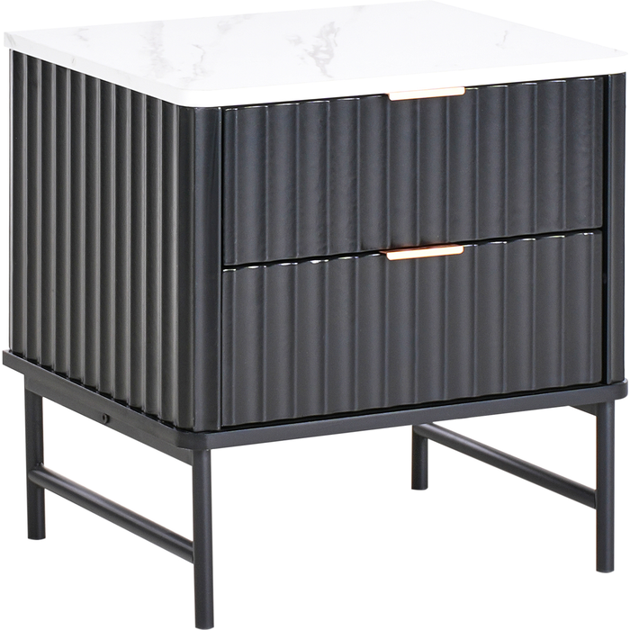 Beliani mesita de noche 2 cajones glastonbury mármol/negro