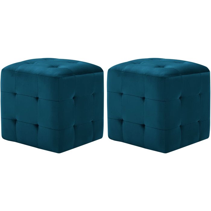 Pack de 2 mesitas de noche,mesilla de noche terciopelo azul 30x30x30 cm cfw26341